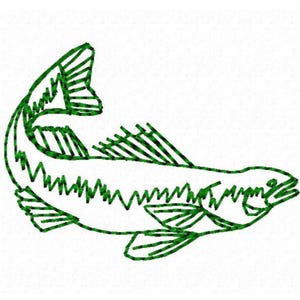 Fish Outline Machine Embroidery Design - Instant Download