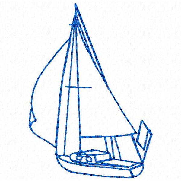 Sailboat Outline Machine Embroidery Design - Instant Download