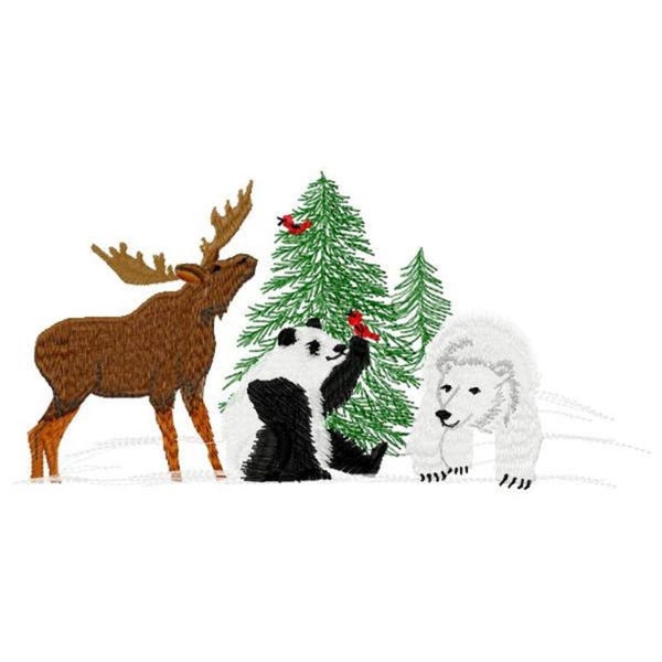 Animal Friends Machine Embroidery Design - Instant Download