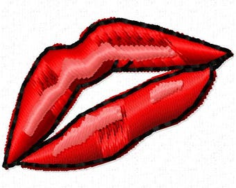Lips Machine Embroidery Design - Instant Download