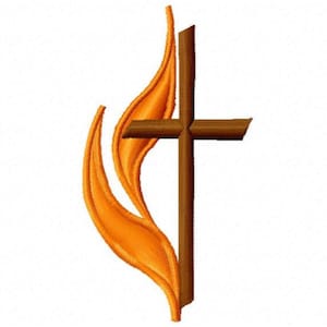 May include: A brown cross with a flame design in shades of orange and yellow. The cross is a symbol of faith and Christianity. The flame design adds a dynamic element to the image.