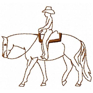 Horse with Rider Outline Embroidery Design - Instant Download