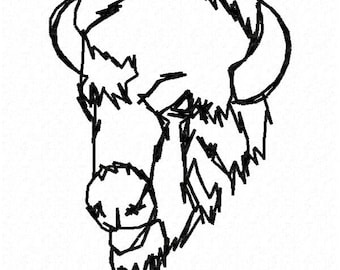 Bison Head Machine Embroidery Design - Instant Download