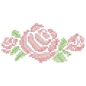 Cross Stitch Roses Embroidery Design - Instant Download