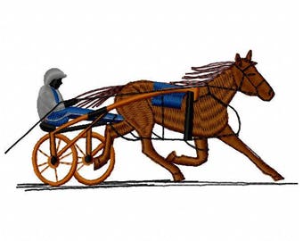 Harness Racing Horse Machine Embroidery Design - Instant Download