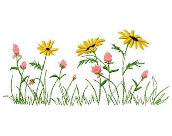 Wildflowers Machine Embroidery Design - Instant Download