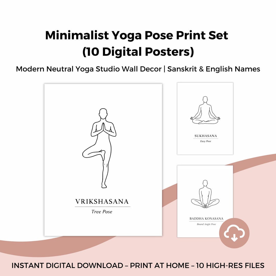 Minimalist Yoga Pose Art Print Set, Scandinavian Meditation Decor ...