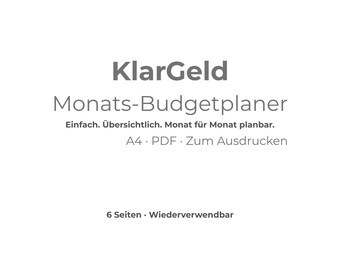 Monats Budgetplaner A4 PDF | Haushaltsbuch zum Ausdrucken | Einnahmen Ausgaben Fixkosten | Finanzübersicht