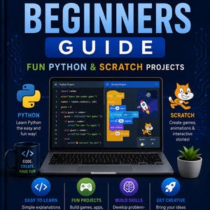 Coding for Beginners Guide – Fun Python & Scratch Projects (PDF Pattern)