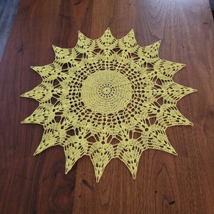 Hand Crochet doily bright yellow new
