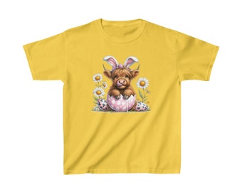 highland cow spring kids Heavy Cotton™ Tee