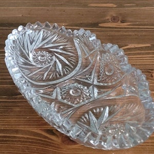 antique IMPERIAL GLASS Oval Relish Dish Whirling star 555 EAPG