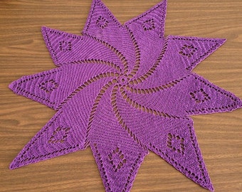 Purple Hand Crochet doily spiral star new