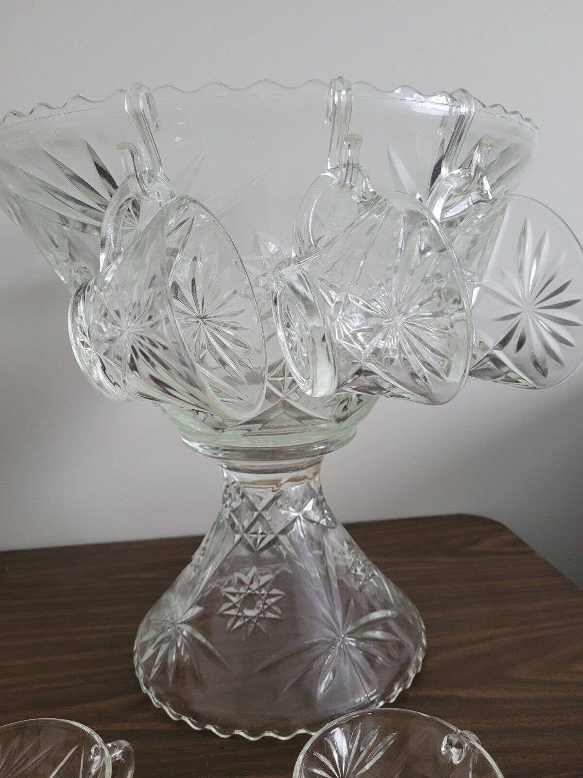 アンティーク雑貨 Anchor Hocking Early American Prescut Early American Prescut Anchor Hocking Pedestal Punch Bowl 9