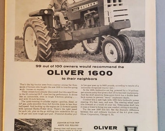 Vintage Oliver 1600 Tractor Magazine Advertisement 1963