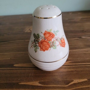 Antique Hand Painted Porcelain MUFFINEER Sugar Shaker ROSES w Gilt Trim