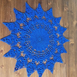 Hand Crochet Doily royal blue new
