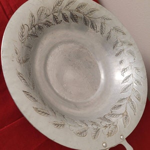 Vintage Intaglio Design EMPC Hand Forged Aluminum Bowl olive leaves