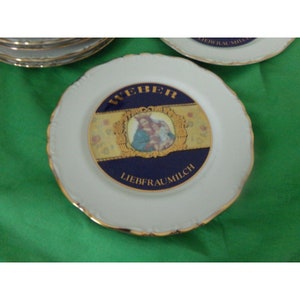 Vintage WEBER LIEBFRAUMILCH wine plates set of 12 GERMANY  gilded