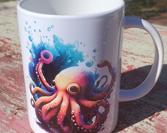 Colorful Octopus 15 Ounce Ceramic Coffee Mug