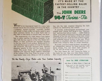 1956 John Deere 14 T Twine Tie Baler Magazine Ad