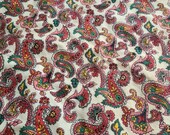 Vintage Closed Feedsack Feed Flour Sack red green pink yellow paisley