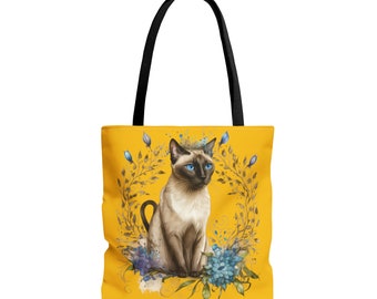 Siamese cat floral Tote Bag (AOP)