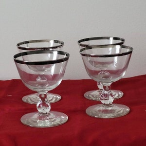Vintage Libbey Glass Champagne Tall Sherbet 3003-15 Set of 4 Platinum