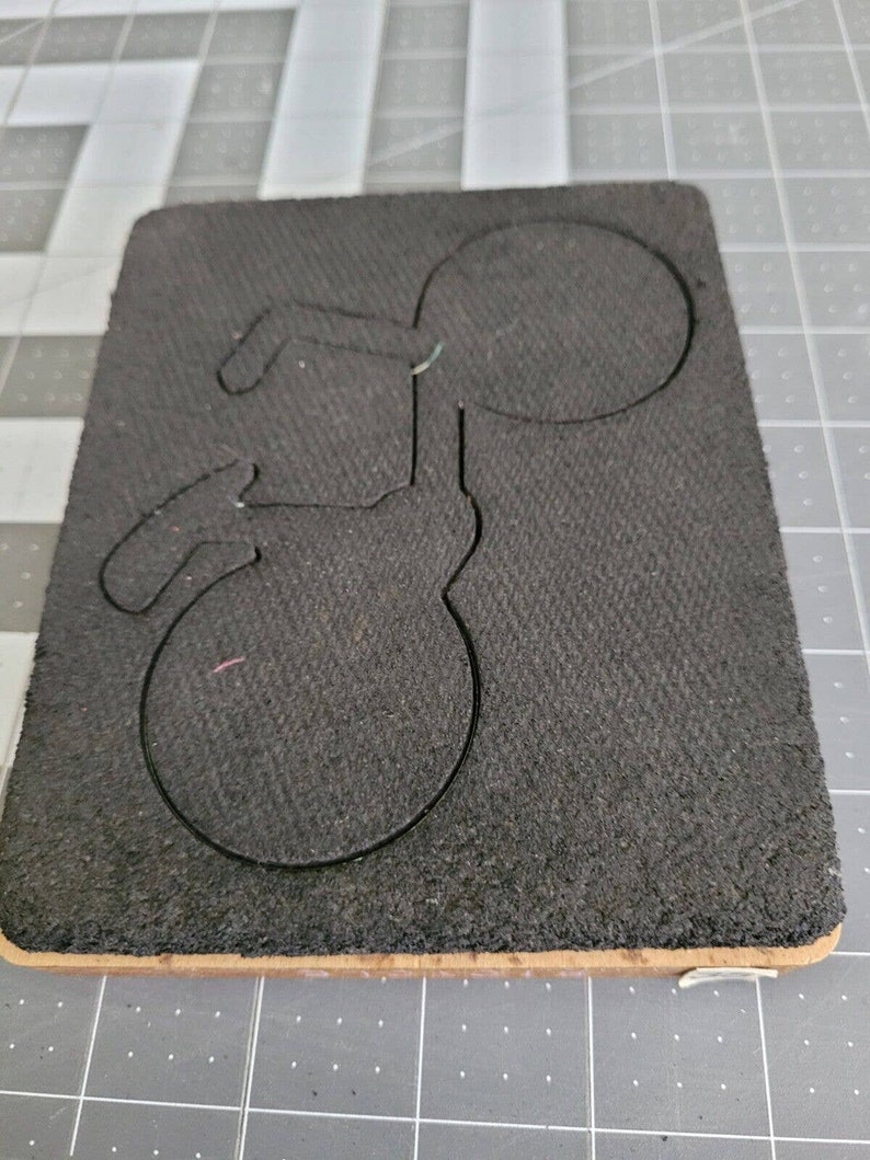 ELLISON Die Cut Bicycle Vintage Scrapbook Educational 5x6 Wooden Block