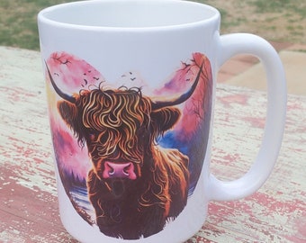 Scottish Highland Cow 15 Ounce Ceramic Coffee Mug