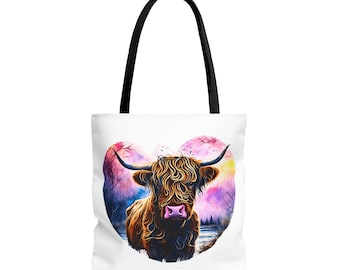 Highland cow love Tote Bag (AOP)