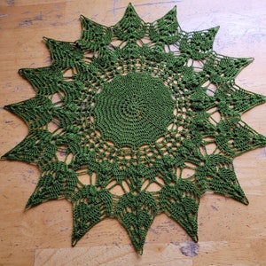 Hand Crochet doily green new