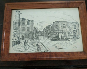Little Italy Tony  De Sales Pen and Ink Signed  framed