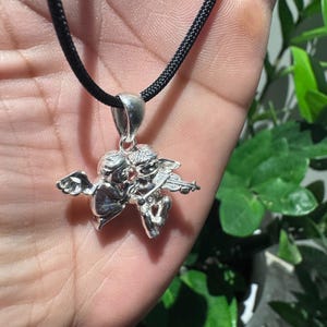 925Silver Ängelhänge Halsband Dubbel Kerub Kärleksamulett, Skyddsängelsmycken, Skyddsberlock, Romantisk Gåva till Henne, Handgjord Spirituell bild 10