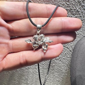 925Silver Ängelhänge Halsband Dubbel Kerub Kärleksamulett, Skyddsängelsmycken, Skyddsberlock, Romantisk Gåva till Henne, Handgjord Spirituell bild 1