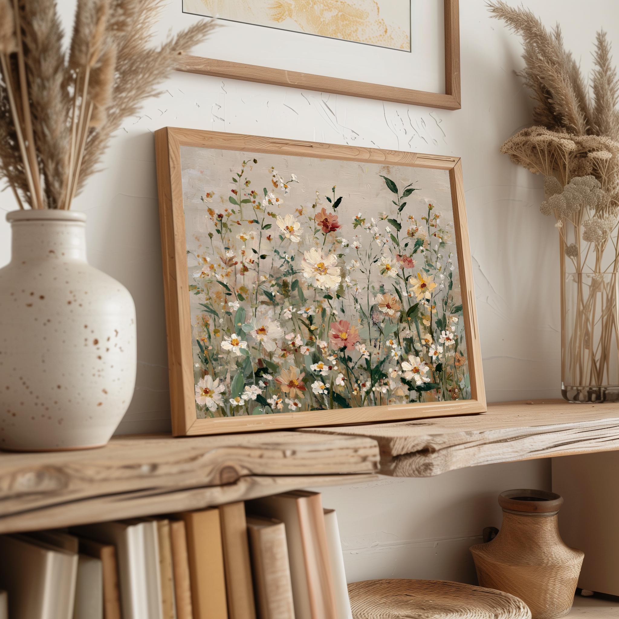 Wildflower Meadow Rustic Print - Cottagecore Floral Scene, Vintage ...