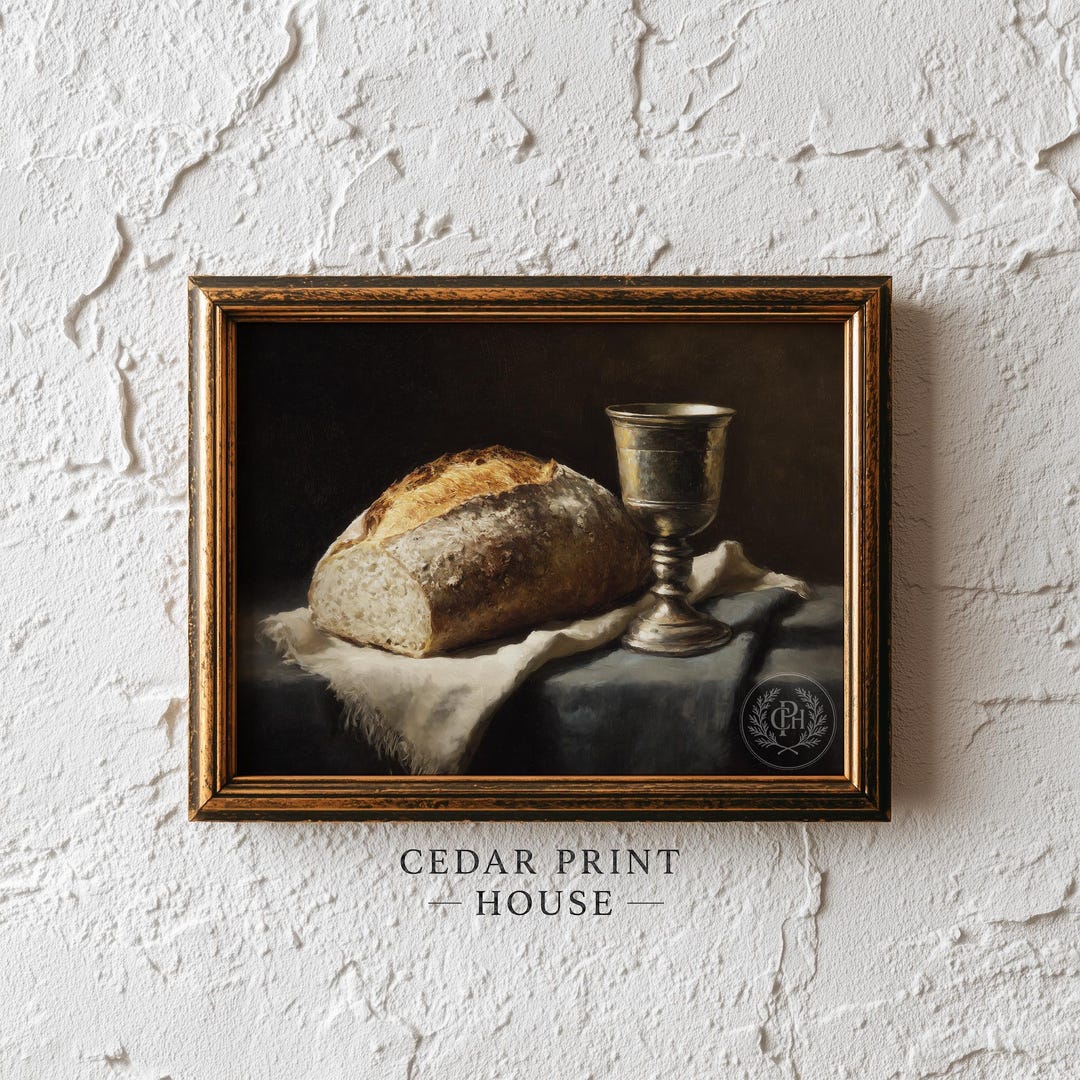 Communion Image Rustic Rustic Communion Still Life Printable - Christian Art, Vintage ...
