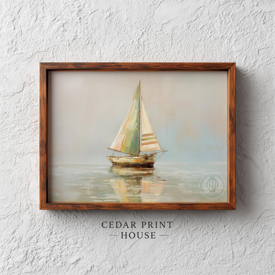 Sailboat Watercolor Print, Nautical Beach House Wall Art, Serene ...