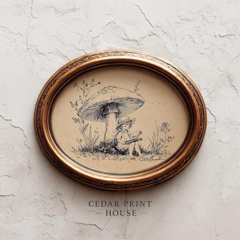 Sweet woodland girl digital print for craft corner — lovely hand-drawn design celebrating nature and enchanting bookish adventures.