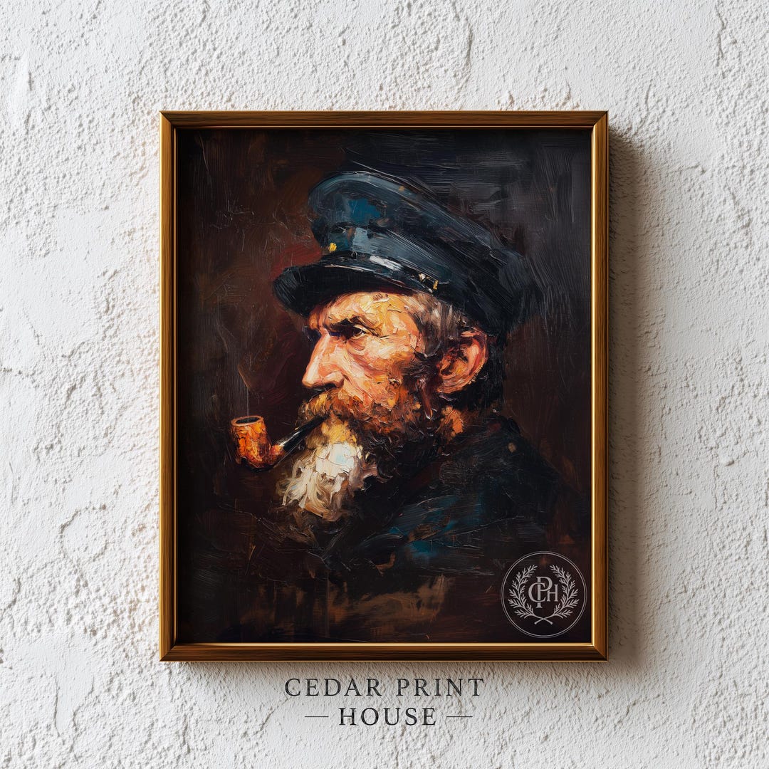 Nautical Sea Captain Portrait Digital Print - Vintage Maritime Oil ...