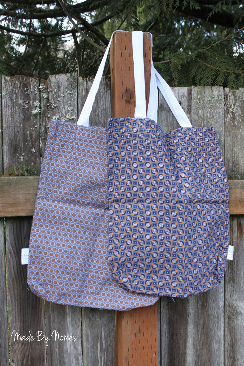 BLUE Shwe Shwe South African Cotton Fabric Book Bag / Shopping Etsy