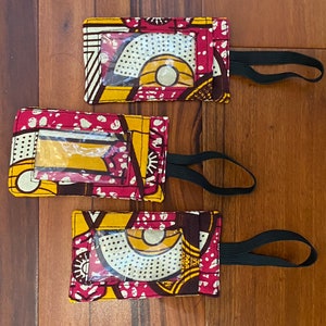 African Wax Print Fabric Luggage Tags for Suitcase Backpack going away on holidays 6. pink yellow