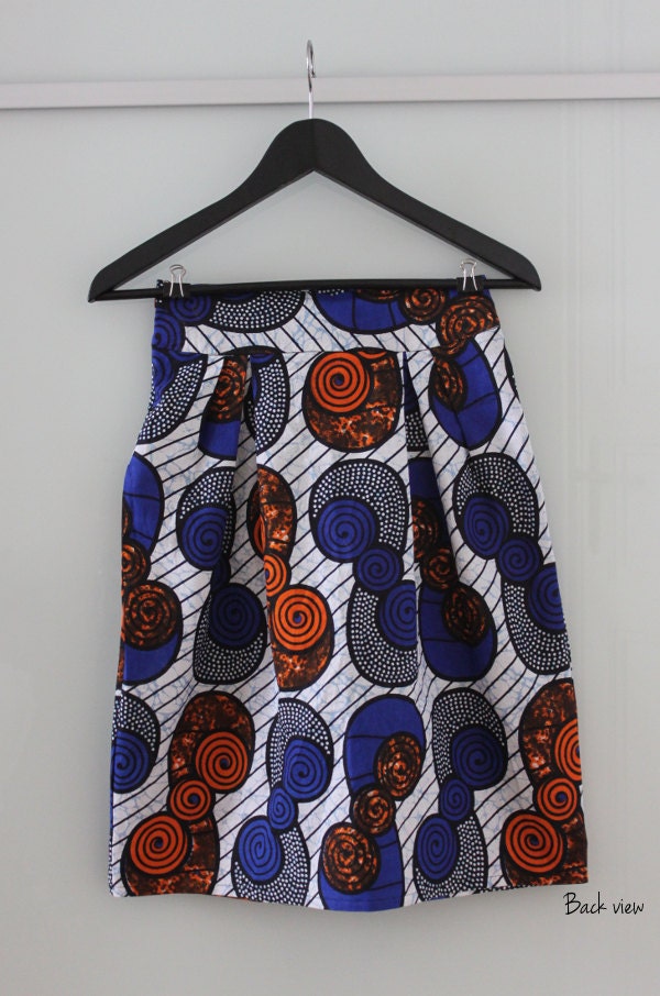 Pleated African Wax Print Knee Length Skirt With Side Zipper. - Etsy