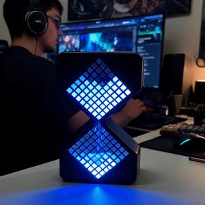 LED Hourglass Timer, Gravity Sensing Flip Light Up Desk Gadget - Pomodoro Focus Tool, Gamer Gift for Him - Office Decor - RGB