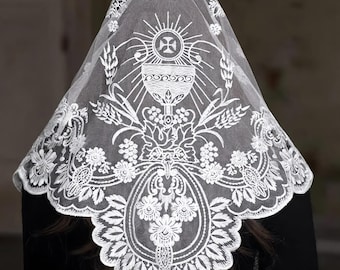 Velo mantilla católico – Capilla de encaje de trigo con forma de cáliz