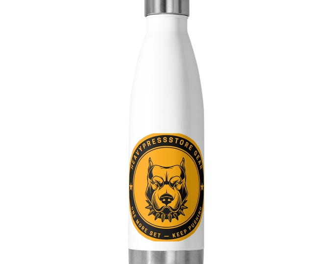 Aggressive Pitbull Emblem 20oz Insulated Bottle | Dog Logo, Yellow Badge