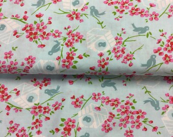 free spirit sugar hill birds in blue by the Half Metre