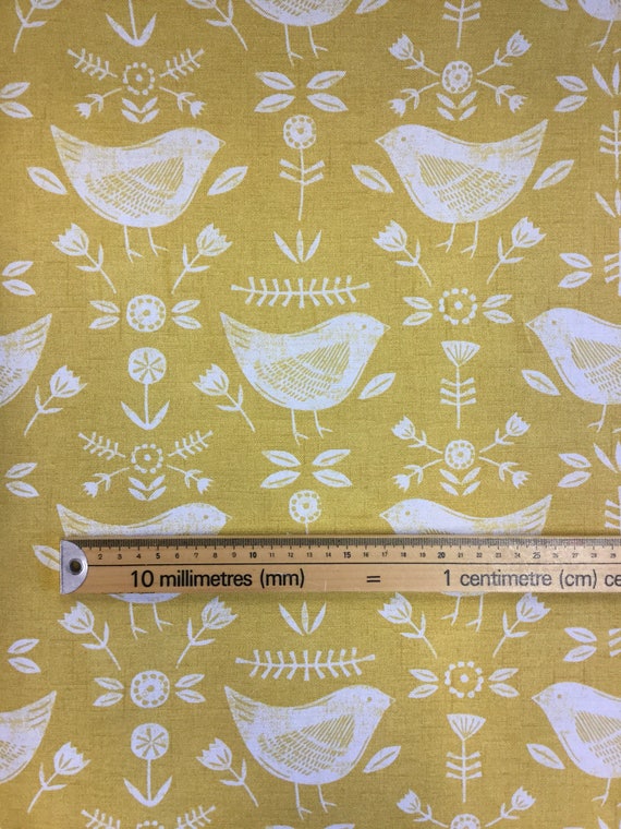 Fryetts Narvik Ochre cotton print fabric