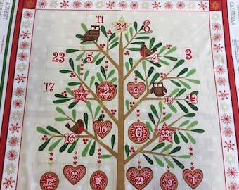 Makeower 1797 Metallic Advent Panel 100% Cotton Fabric by the 60 cm panel