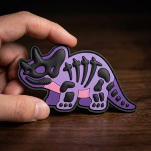 Triceratops Skeleton PVC Patch – Dinosaur Fossil Emblem for Tactical Gear, Backpacks, Hats, Jackets